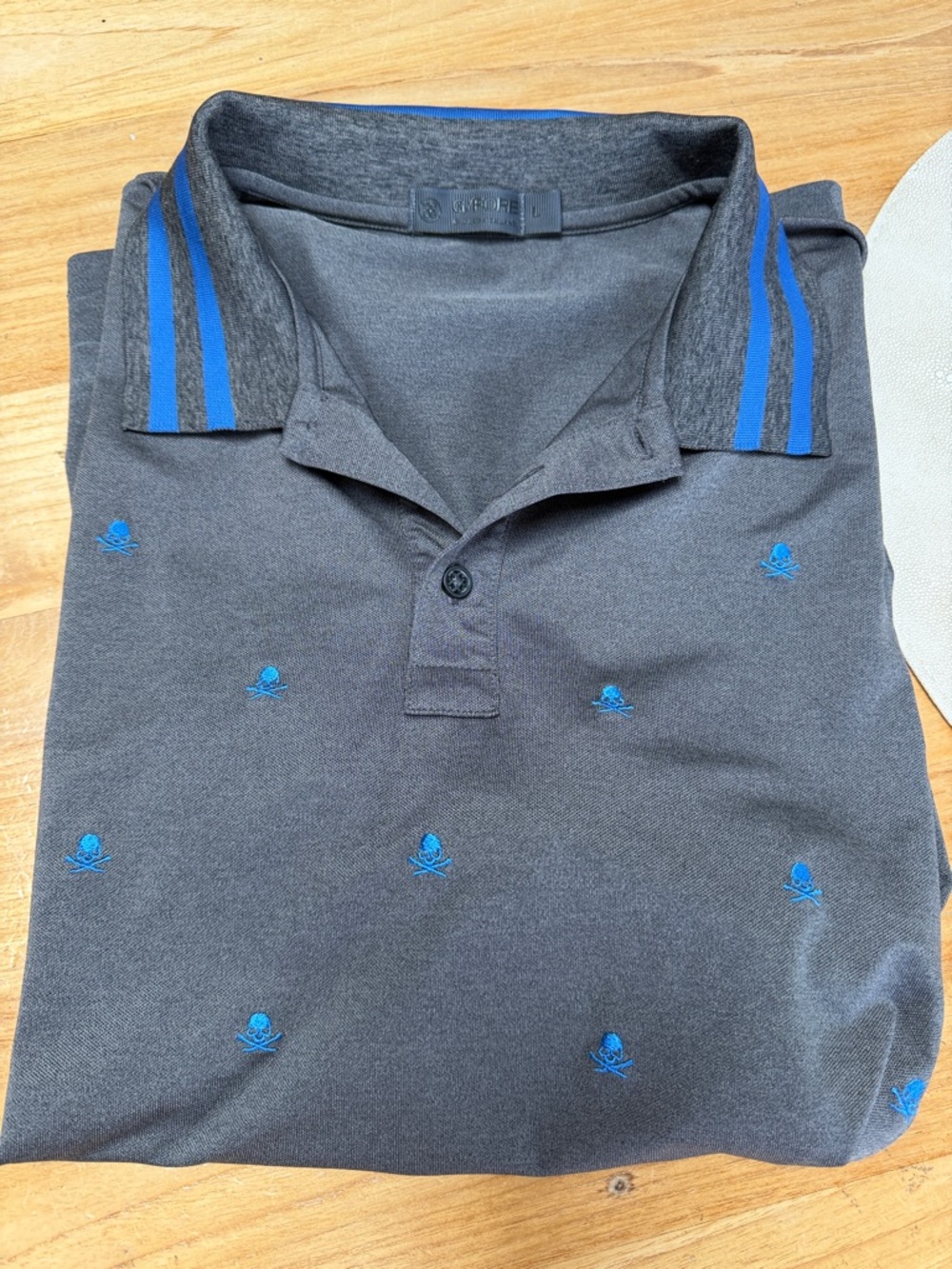 G/Fore Men's Mini Skull & T's Button Down Polo: Gray Print